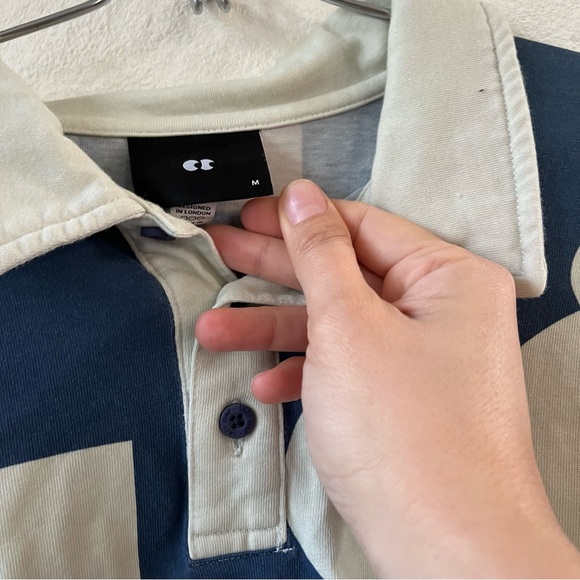 Lazy Oaf Blue and White Graphic Long Sleeve Shirt part button up - Picture 4 of 9